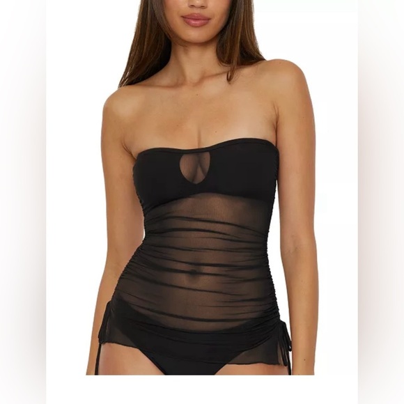 NWT Becca
Women's Muse Mixed-Media Bandeau Tankini Top Medium - Picture 1 of 6